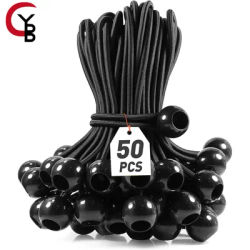 50-Pcs Bungee Balls,Black Cord for Canopy Tarp, UV Resistant,with Elastic String Canopy, Straps, Tent, Poles & Wires