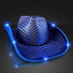 1pc, Light-up Sequin Cowboy Cowgirl Hats, Assorted Colors, Led Jazz Hat For Halloween Performance, Cool Stuff