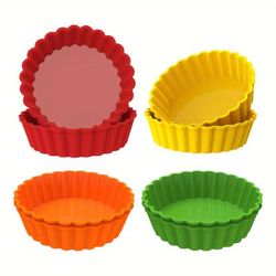"TEMU 8pcs Silicone Mini Tart Pans - 4" , Hexagon & Small Pie Molds For Baking - Oven Safe, Birthdays & Holidays, Molds, Baking Pan"