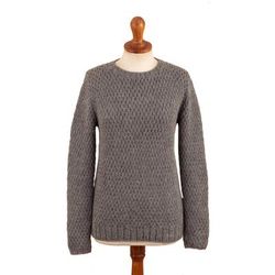 Island,'Grey Pullover Hand-Knit from 100% Baby Alpaca in Peru'
