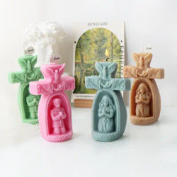 Cross Boys Girls stampo in Silicone per candela fatta a mano sapone in gesso resina epossidica