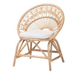 Abriella Modern Bohemian Natural Brown Rattan Peacock Accent Chair by Baxton Studio in Natural Brown Rattan