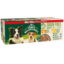 96x90g Turkey & Lamb in Gravy Pouches Hypoallergenic Grain Free Adult James Wellbeloved Wet Dog Food