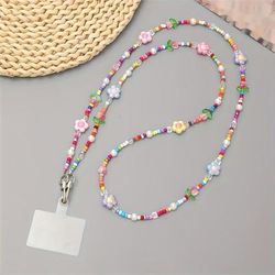 TEMU Multicolored Flower Decor Shoulder Chain Phone Case Hanging Rope Bead Belt