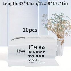 TEMU 10pcs White Thickened Waterproof Mailer Bags With English Print - Clothing, Gifts & Everyday Office Use