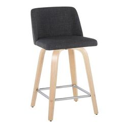 Toriano 24" Fixed-Height Counter Stool - Set Of 2 by Lumisource in Natural Charcoal Chrome