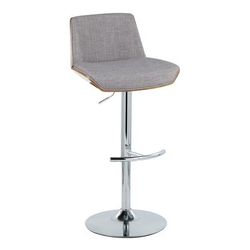 Corazza Adjustable Barstool - Set Of 2 by Lumisource in Chrome Walnut Light Gray