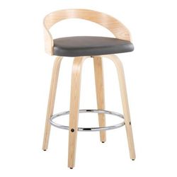 Grotto 26" Fixed-Height Counter Stool - Set Of 2 by Lumisource in Natural Chrome Grey