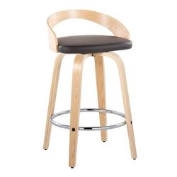 Grotto 26" Fixed-Height Counter Stool - Set Of 2 by Lumisource in Natural Chrome Brown