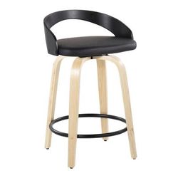 Grotto 24" Fixed-Height Counter Stool - Set Of 2 by Lumisource in Natural Black