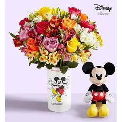 1-800-Flowers Flower Delivery Disney Mickey Mouse Vase W/ Rose & Peruvian Lily Bouquet Disney Mickey Mouse Vase & Mickey Mouse Plush