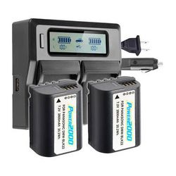 Power2000 DMW-BLK22 Two Battery Kit & Dual-Bay LCD Charger DMW-BLK22