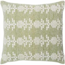 Sanna 20" Square Traditional Cotton Lime Green/Cream Throw Pillow - Boutique Rugs
