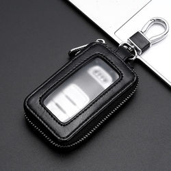 TEMU 1pc Premium Pu Leather Car Key Fob Case Holder - Scratch-resistant, (burgundy/black/blue/brown) With Metal Clip, Stylish Protective Cover For Smart , Organized Professionals