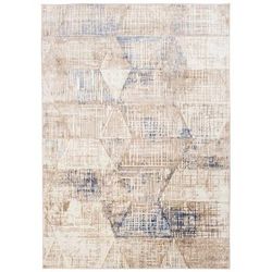 Tappeto salotto beige blu crema geometrico astratto 140x200