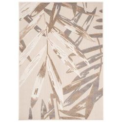 Tappeto interni esterni 3d beige crema gris marrone foglie 120x170cm