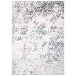 Tappeto da soggiorno grigio crema blu marrone treillis 300x400