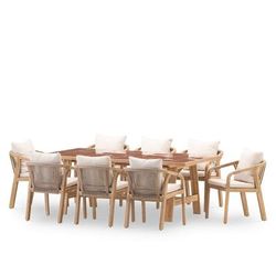 Tavolo in ceramica terracotta 205x105 e 8 sedie in corda beige