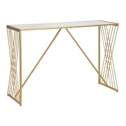 Consolle geometrica in metallo e specchio dorata cm 120x40x80