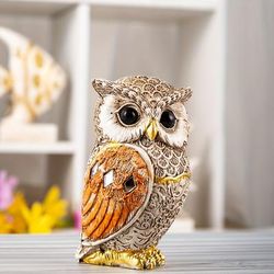 TEMU 1pc Resin Owl Figurine, Creative Home Decor Accent, Indoor Decorative Ornament, Lifelike Owl Statue For Room Decor, Home Decor