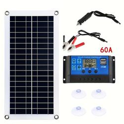 Portable Solar Panel Kit12v 18v Usb Charging Interface Solar Board With Controller Waterproof Solar Cells For Phone Rv Car Phones Charger