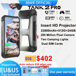 8849 Tank 2 PRO Rugged Smartphone with Projector 6.79" 2.4K Display 24GB 512GB Mobile Phone 23800mAh 120W Android 14 Phone