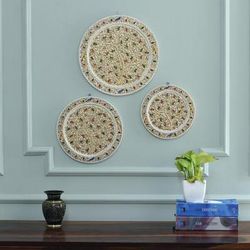 'Set of 3 Forest-Themed White and Golden Wood Relief Panels'