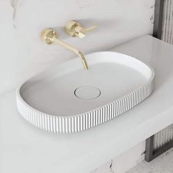 Randolph Morris Vertical Solid Surface Fluted Vessel Sink RMTW-VS8681-WH