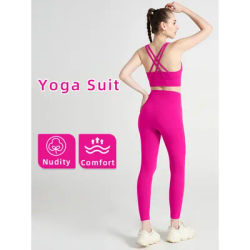 2024 New 2 Piece Yoga Clothes Women's Tracksuit Quick Dry Set Breathable Fitness Suit Fitness Clothing Sports Bra Leggings Suit