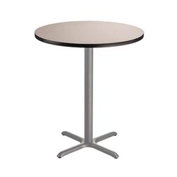 National Public Seating CTG13636XBPBTMGY 36" Round Bar Height Table - Grey Nebula Laminate Top, Steel Base, Gray