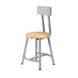 National Public Seating TTSG18B-BB Round Stool w/ Solid Back & Butcherblock Seat, Gray