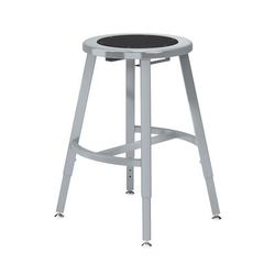 National Public Seating TTSG18H-S10 Round Backless Stool w/ Black Steel Seat, Gray