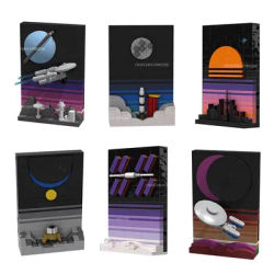 MOC Ideas Sets Star Movie Tales of The Space Age 21340 Apollo Ascension Tranquility Base Postcard Sets Building Blocks Toys Gift