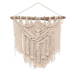 Bohemian Whimsy,'Bohemian Cotton Macrame Wall Hanging'