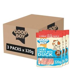 3x320g Duck Chewy Twists Good Boy dog treats