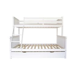 Letto a castello + letto apribile triplo bianco legno 135 cm