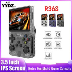 Open Source R36S Retro Handheld Video Game Console Linux System 3.5 Inch IPS Screen Portable Pocket Video Player 64GB Games