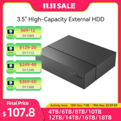 UnionSine 4TB 3.5" USB 3.2Gen 2 External Hard Drive 7200RPM HDD Storage Compatible for PC/Laptop/Mac/Xbox/TV/PS4/Windows 7 8 10