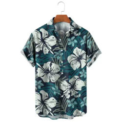 Men's Shirt Tropical plants pattern 3D Print Tops Summer Casual Holiday shirt New Button Lapel Short Sleeves Unisex Clothing