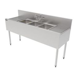 Perlick TS60M3-DB 60" 3 Compartment Sink w/ 14"L x 10"W Bowl, 9 1/4" Deep, Stainless Steel