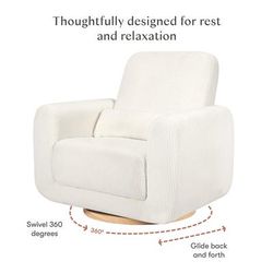Babyletto Tuba Extra Wide Swivel Glider - Ivory Corduroy w/ Light Wood Base
