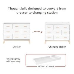 Babyletto Scoot 6-Drawer Dresser - White / Washed Natural