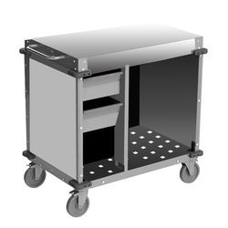 Cadco CBC-SDCX 40 1/2" Mobile Demo/Sampling Cart w/ 2 Drawers - Stainless Steel, 120v, Silver