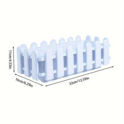 TEMU 1pc Large Rectangular Fence-style Planter - Durable Plastic, Perfect For Vegetables & Flowers, Ideal For Home Gardens & Balconies