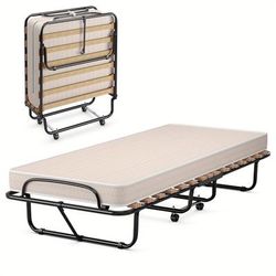 TEMU Lifezeal Portable Folding Bed With Memory Foam Mattress Rollaway Cot