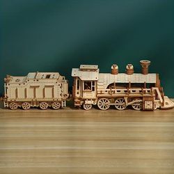 TEMU 3d Wooden Puzzle Mechanical Train Model Kits Brain Teaser Puzzles Vehicle Building Kits Unique Gift On Birthday Christmas Day