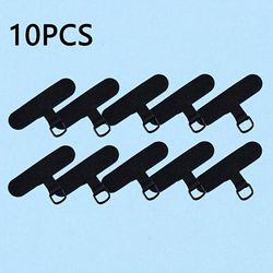 10pcs/set Black White Nylon Phone Lanyard Strap Patch Gasket Mobile Phone Sling Tether Cloth Card Phone Replacement Clip Hang Cord Tabs