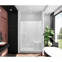 LaurelMountain Atwood 60 x 32 AcrylX Alcove Left-Hand Drain Three-Piece Shower in White LM6032SH1S3PBR064