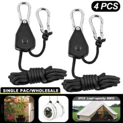 4pcs Adjustable 8inch Reinforced Hangers Hanging Ratchet for Tent Grow Plant Lamp Rope Ratchet Hanger Pulley Hook