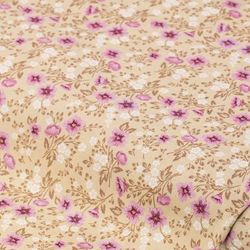 Tissu coton "fleurs", impression numérique, écru naturel/lilas
